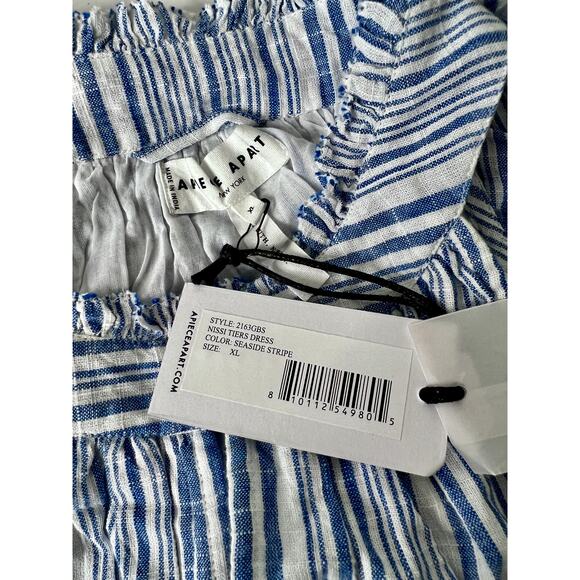 Apiece Apart Size XL Nissi Tiers Seaside Stripe Relaxed Halter Midi Dress NWT - Picture 12 of 15